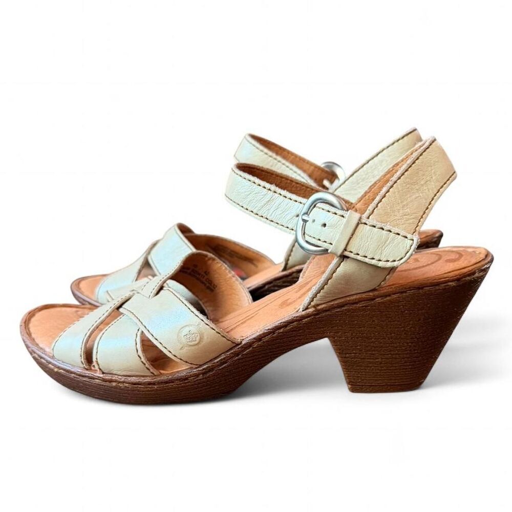 Born Belinda Leather Strappy Sandals Cream/Beige | US 10 / EU 42 Boho Confort